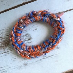 Textured mixed yarn, hand made crocheted scrunchie